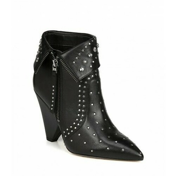 Sam Edelman Royce Studded Leather Ankle Boot Black - Picture 1 of 7